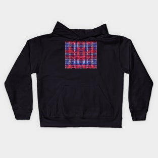 Red White and Blue Aesthetic Tartan Pattern - Patriotic Plaid Quilt 1 Kids Hoodie